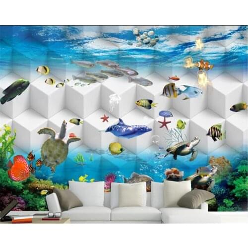 Beibehang Modern wallpaper decorative mural wall 3 d custom wallpaper bedroom underwater world wall paper for children room