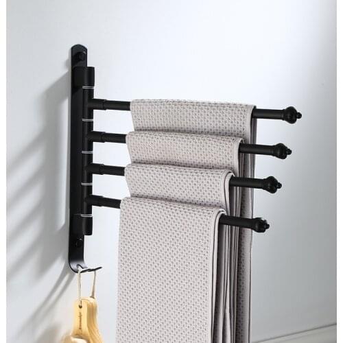 Modern Black Bathroom Rotating Towel Bar Bath Swivel Towel Rack Hotel Storage Rack Activity Towel Bars Bathroom Accesories