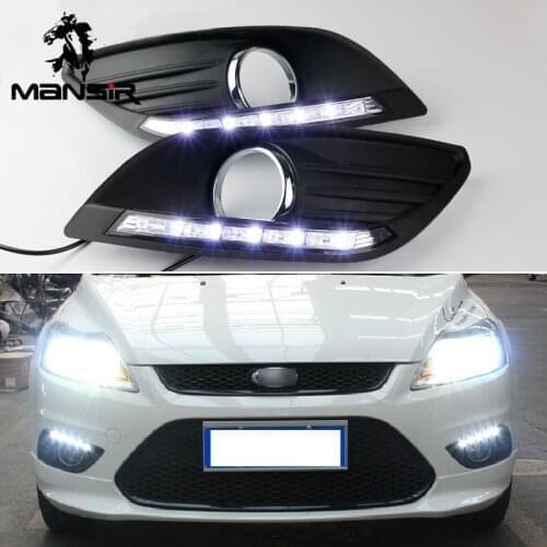 LED DRL Daylights For Ford Focus 2 MK2 2009 2010 2011 Auto Dimming Foglamps 12V Car Headlight Daytime Running Light