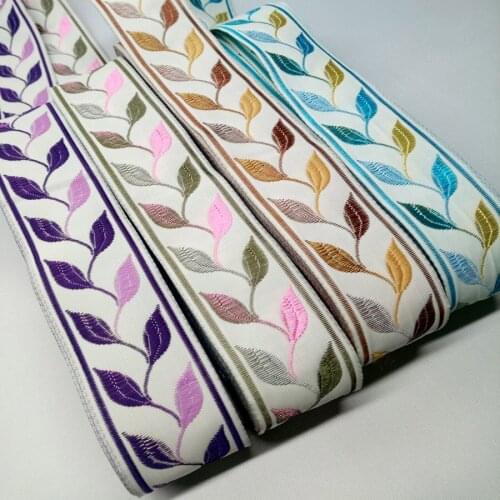 Woven ribbon Leaf Jacquard soft stripe cord DIY belt 35mm wide 5 yards dog belt webbing DIY Ribbon cord Trim