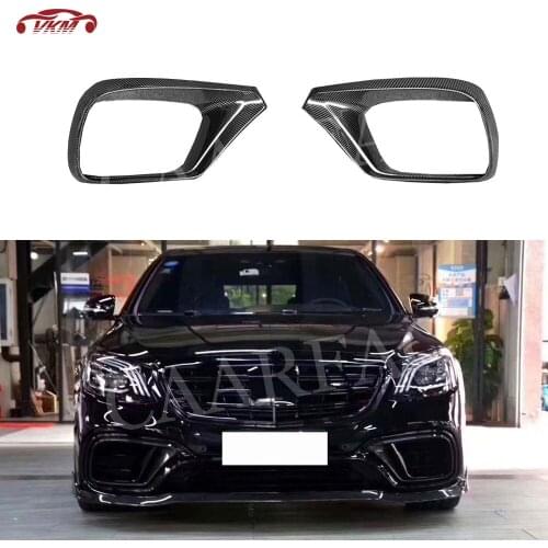 Carbon Fiber Front Bumper Extension Air Vent Outlet Cover Trim Mesh Decoration for Benz S Class W222 S63 S65 AMG 2018 2019