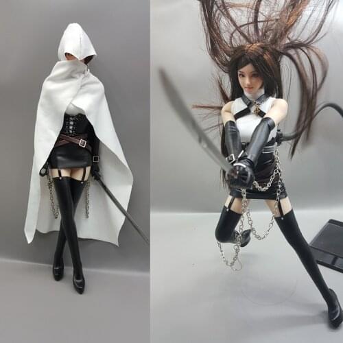 In stock 1/6 Combat uniform female soldier leather jacket tights cloak female assassin for 12-inch female puppets