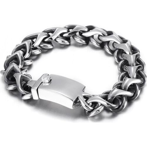 75g weight 16mm 8.66 inch Vintage Black Cool Link Chain Bracelet Stainless Steel Mens Jewery XMAS Gifts.Holiday Gifts