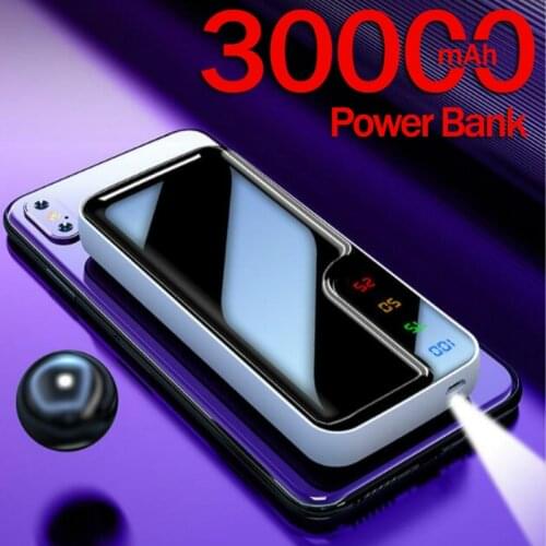 Power Bank Portable Power Bank 30000 mAh LED Light Mini External Battery Charger for iPhone and Android Digital PoverBank