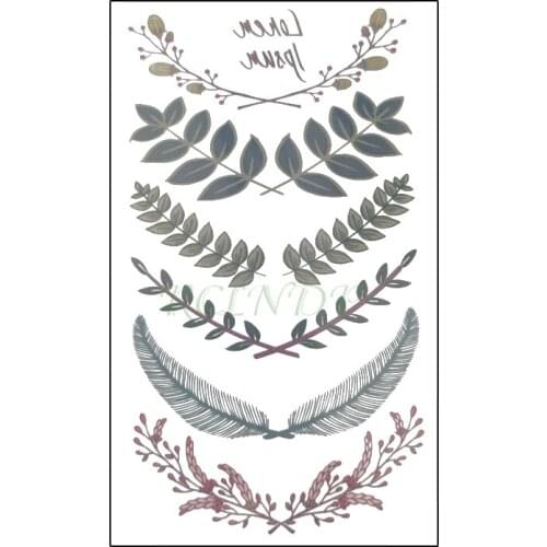 Waterproof Temporary Tattoo Sticker Leaf Flower Plant Feather Flash Tatoo Fake Tatto Hand Arm Neck Body Body Art for Woman Men