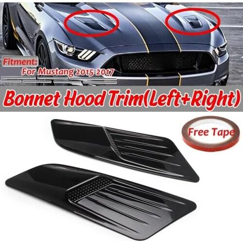 Front Hood, Style Hood Trim Scoop Vent Guards Heat Extractor Insert Vent Fits for Ford Mustang 2015-2017