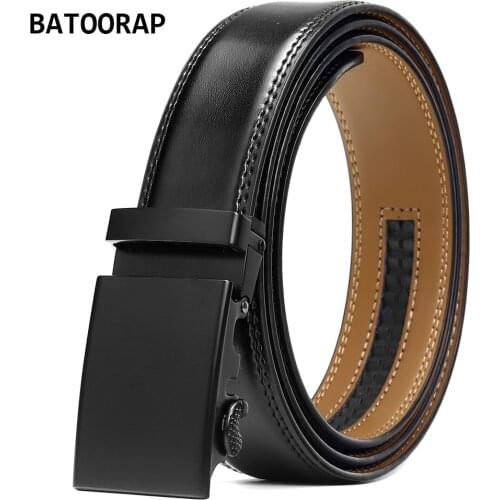 BATOORAP High Quality Mens Leather Belt Black Buckle Fashion Mens accessories Luxury Designer Male Business Trouser Strap EL20