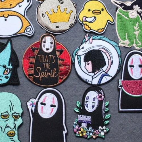 Spirited Away Patch Iron on Patches On Clothes Japan Anime Patch Embroidered Patches For Clothing DIY Cartoon Clothing Stripes