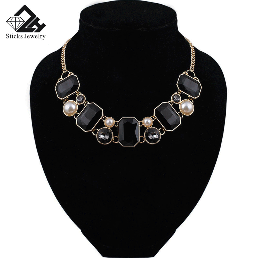 Women Necklace Crystal Statement Short Necklace Geometry Women Party Wedding Jewelry