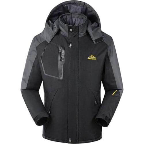 Winter Clothes Mens Windbreaker Parkas Plus Velvet Padded Jacket Keep Warm Fleece Outwear Overcoat Size L - 8XL Waterproof Coat