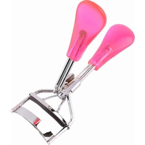 1Pcs Eyelash Curler Girl Eyelash Natural Curling Tool Pink Plastic Radian Handle Soft Rubber Pad Eyelash Curler Makeup Tools