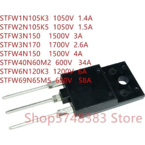 10PCS/LOT STFW1N105K3 STFW2N105K5 STFW3N150 STFW3N170 STFW4N150 STFW40N60M2 STFW6N120K3 STFW69N65M5 TO-3PF