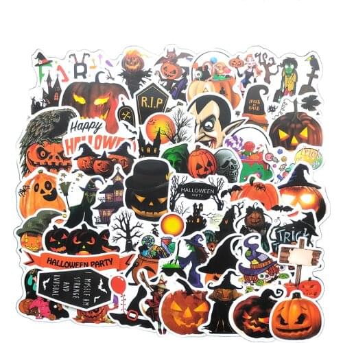 100pcs Waterproof Halloween Pumpkin Kawaii Sticker Decoration Phone Notebook Stickers Scrapbooking DIY Journal Suitcase Graffiti
