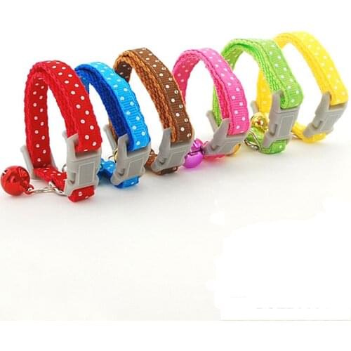 108 Pieces/lot) Wholesale 3Sizes Polka Dog Nylon Bells Small Collar for Puppy Cat