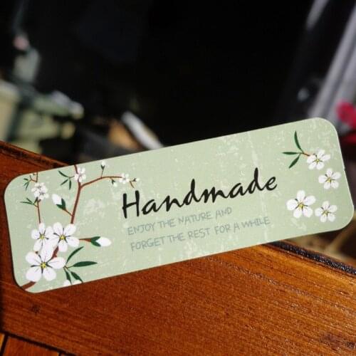 108pcs Rectangle Handmade With Flower Green Paper Sticker for Handmade Product, DIY Paper Label Gift Seal Sticker Dia. 38mm