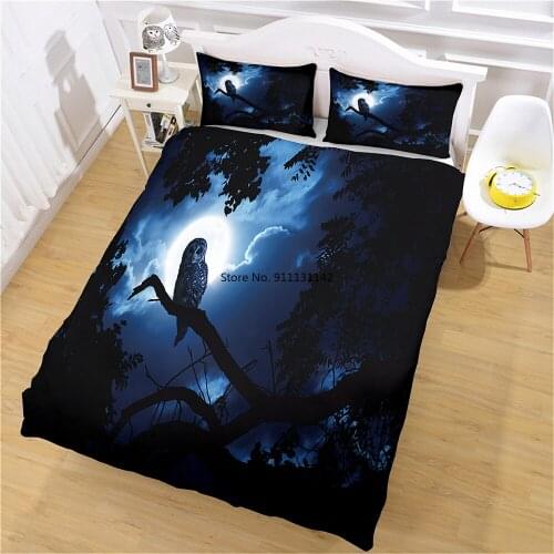Fashion Black Crow Horror Skull Pattern Down Duvet Covered Pillowcase Modern Adult Bedroom Decorative Bedding Set 2-3 Pieces