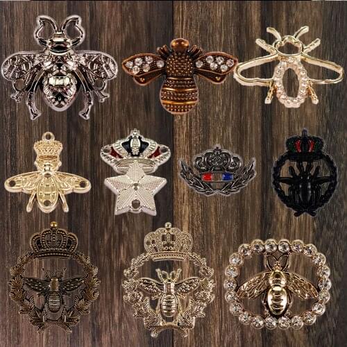Metal Crown Bee Rivets Charm Hook Clasps Sewing Button Garment Decorated Sew on Holes Sewing Supplies Bags Shoes Applique 20PC