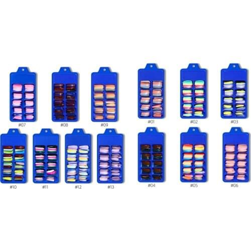 200Pcs INS Fashion Mix Color False Nail Full Cover Long Coffin Detachable Nail Tips for Women Art Manicure Fake Nails