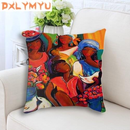 45cm*45cm Hand painted African style cushion cover for sofa home decor throw pillow case Home decorative pillow cover