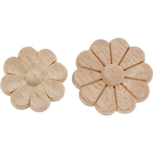 5/6cm Vintage Floral Woodcarving Corner Appliques Frame Wall Furniture Woodcarving Decorative Wood Figurines Crafts Home Decor