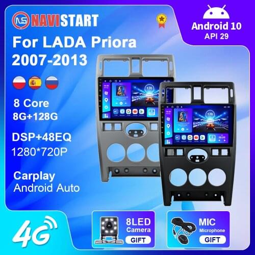 6+128G Android 10 4G WiFi Car Radio Stereo GPS Navigation Multimedia BT Carplay Player For LADA Priora 2007- 2013 No DVD Player