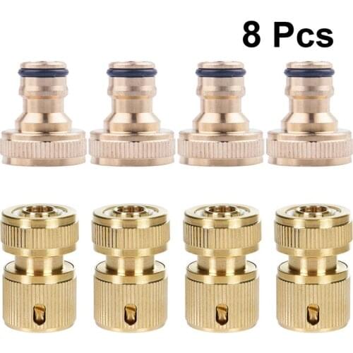 8PCS/Set Quick Connector Replacement Brass 3/4 inch 1/2 inch Durable Fitting Adapter Connector for Water Pipe Garden Hose
