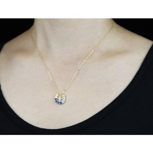 925 Silver Moonstone Star Pendant Necklace Gold Silver Color Rainbow CZ Fine U Star Charm Choker Jewelry for Women Jewelry