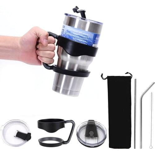Behogar 1PCS Handle + 1PCS Leakproof Lid + 1PCS Straw Lid + 2PCS Straws + 1PCS Cleaning Brush + 1PCS Pouch for Yeti 30OZ Cups