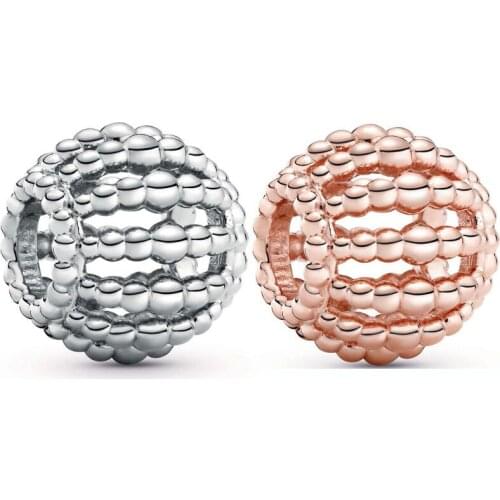 Original Rose Gold Openwork Three-dimensional Beaded Beads Fit 925 Sterling Silver Charm Bracelet Bangle DIY Jewelry