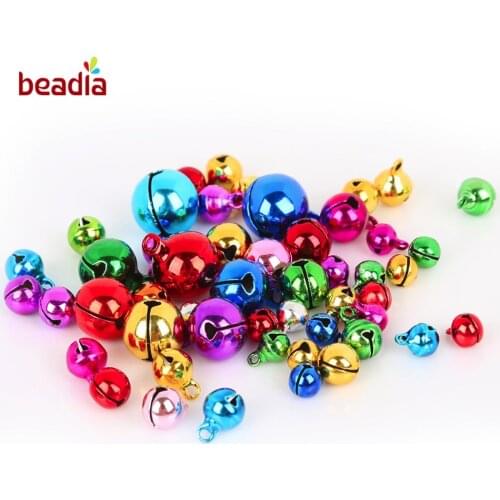 6 8 10 12 14mm Loose Beads Copper/Iron/Gold/Mixed Colors Small Jingle Bell Charms Beads For Christmas Decor Diy Bracelet Jewelry
