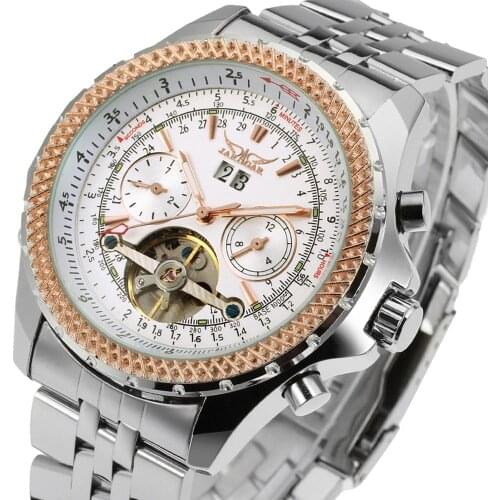 JARAGAR Automatic Movement Navigation Tourbillon Dial Luxury Stainless Steel Wristwatches For Men Fashion Sports Male Watch