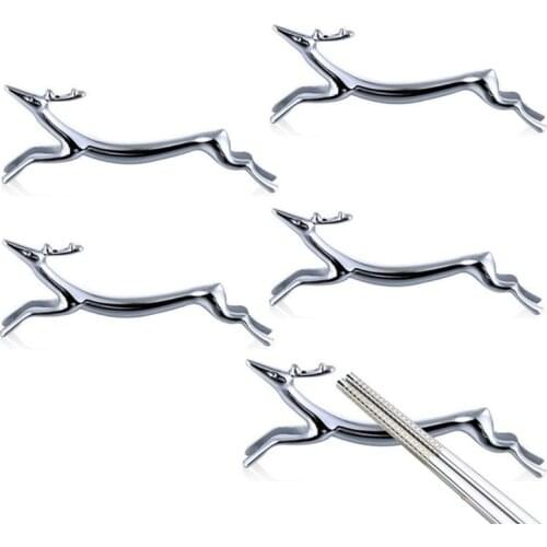 Zinc Alloy Running Deer Chopsticks Rest Spoon Stand Fork Knife Holder Decoration E56E