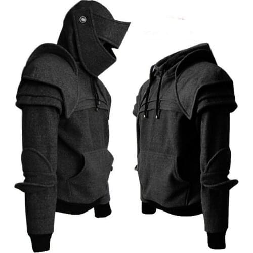 E-BAIHUI 2020 new fashion DSQ sweatshirt Solid mens retro elbow drawstring mask Knight hoodies Novelty men cosplay hoodies F815