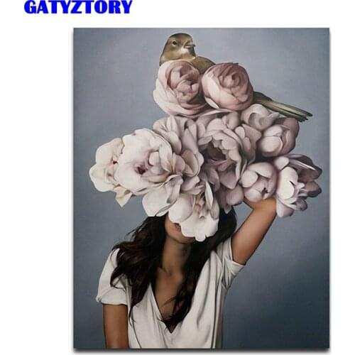 GATYZTORY Frame Figure Picture Painting By Numbers Flowers Women Diy Gift Wall Art Canvas By Numbers Acrylic Art For Home Decors