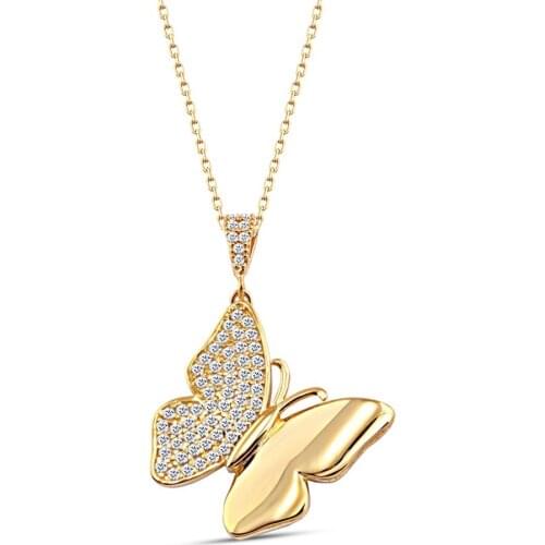 Name Post Sterling Silver Butterfly Necklace DN189