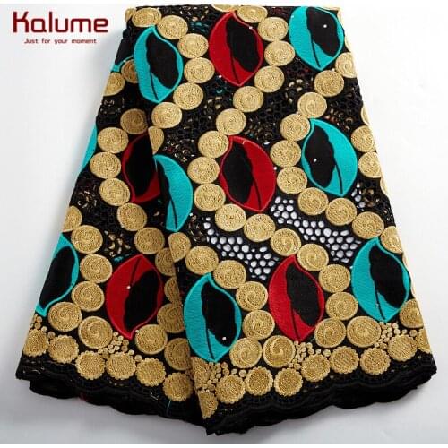 Kalume African Lace Fabric 100% African Cotton Lace Fabric High Quality Dubai Lace Fabric For Dress Robes Laces Fabric F2405