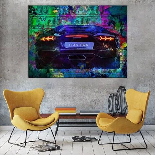 HD Print Painting Black Car Graffiti Home Decor Canvas Poster Cool Gift Modular Pictures Modern Living Room Frame Wall Art
