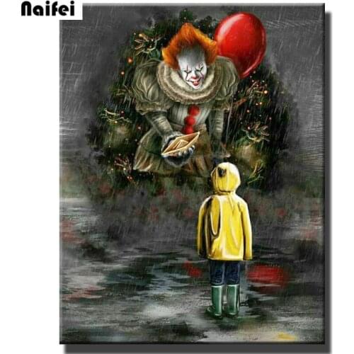 5D DIY Diamond Painting Film Horror Clown Balloon Boy Full Drill Embroidery Cross Stitch Mosaic Craft Kits Home Decor Gifts