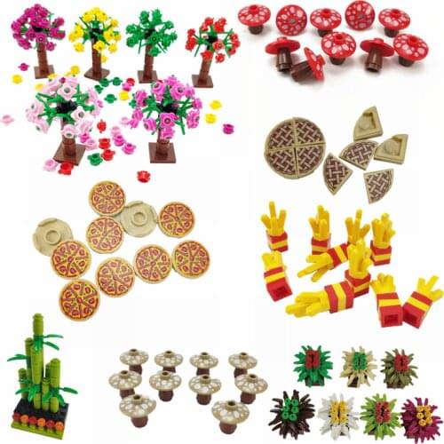 Locking City MOC Series Toys For Children Plants Trees Flowers Foods Sets Small Accessory Educational DIY Model Compatible Block