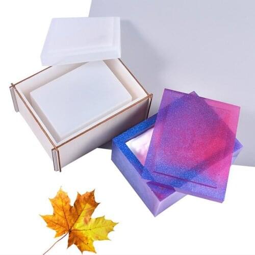 Tissue Box Resin Silicone Mold Jewelry Storage Epoxy Napkin Holder Mold for DIY Craft Trinket Gift Box with Open Lid