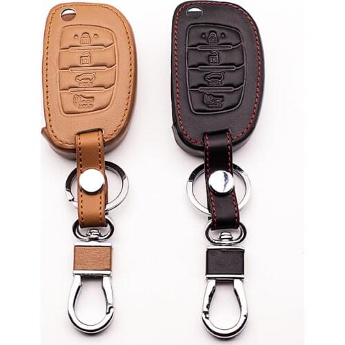 4 buttons Car Leather Key Case for Hyundai IX35 I IX25 I10 I20 Sotaque Elantra IX35 IX45 3 buttons leather car remote key case