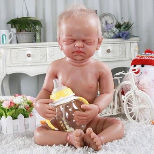 Eyes Closed Girl Doll Toys Gift 22" Silicone Newborn Hair and Skeleton Doll