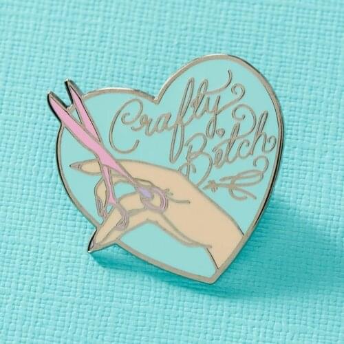 Cartoons Sarcasm Stitch Scissor Sister Heart Enamel Brooch Pin Hat Bag Collar Lapel Pins Badges Fashion Jewelry Accessories