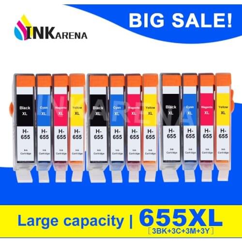 INKARENA 3Set Replacement For HP 655 Ink Cartridges for HP655 655XL Deskjet Ink Advantage 3525 4615 4625 5525 6520 6525 Printer