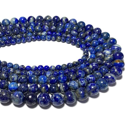 Wholesale 100% Natural Lapis Lazuli Loose Blue Round Stone Beads For Jewelry Making DIY Bracelet Neckalce Handmade 6/8/10MM