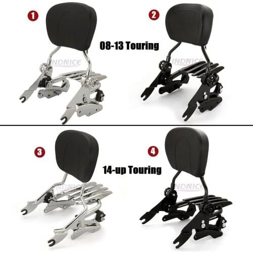 Adjustable sissybar Backrest+Docking hardware kit +Luggage rack For Harley Touring Street Road Glide FLHX FLHR FLTR CVO 08-13