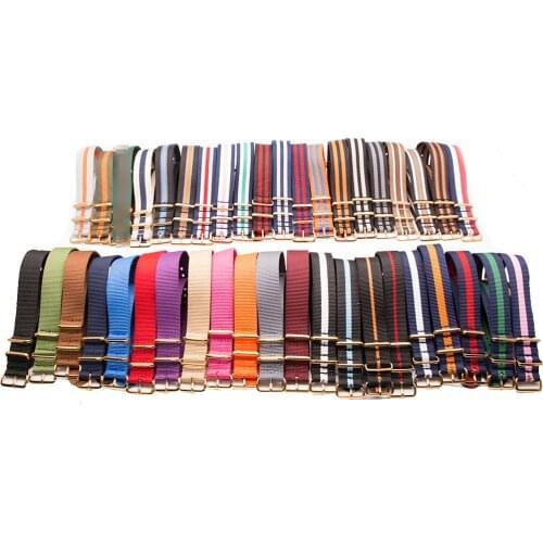 Watch Strap 22MM with Gold Buckle High Quality Seat Belt Nylon Bracelet Wristwatches Replacement Accessories 18MM 20MM 24MM