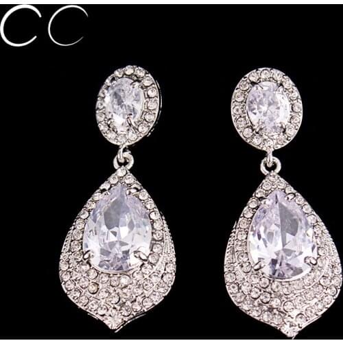 Luxury Austrian Crystal Fashion Jewelry Waterdrop Stud Earring for Women Wedding Party BijouX Femme Gift Accessories B006