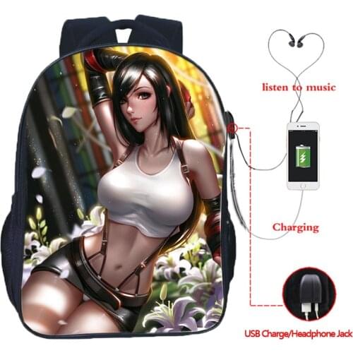 Hot Game Final Fantasy Backpack Schoolbags Book bags for Teenage Boys Girls Usb Charge Notebook Backpack Travel Rucksack Bookbag
