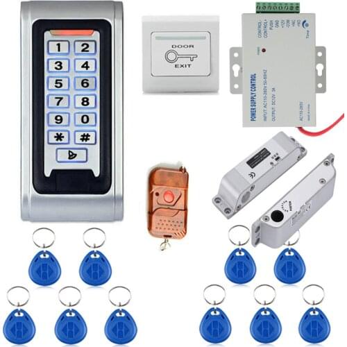 Door Access Control System Controller Waterproof Metal Case RFID Reader Keypad Remote Control Electric Drop Bolt Lock